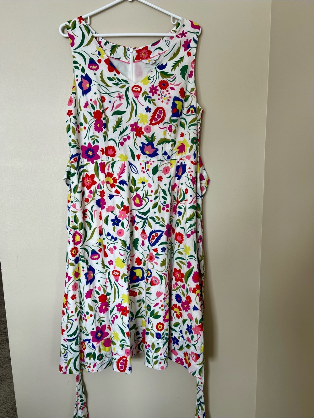 Boden Linen White Sundress with Multicolor Floral Print - Picture 2 of 10